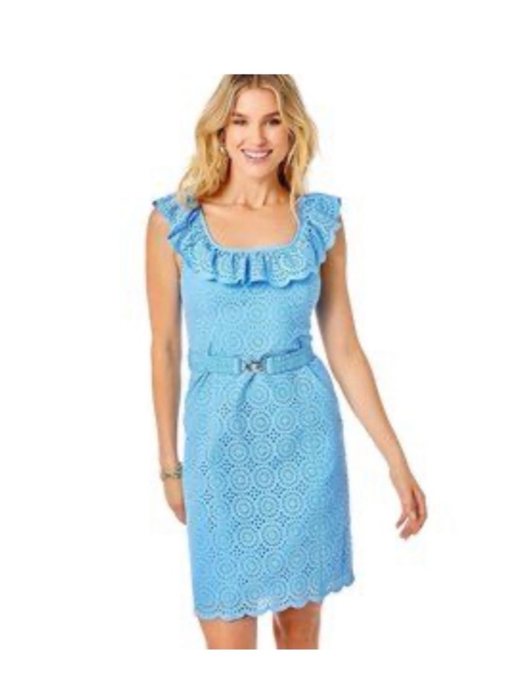 NWT Lilly Pulitzer Ryann Eyelet Shift Dress Frenchie Blue - Picture 2 of 14